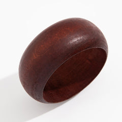 Round Wooden Black Brown Cuff Kada Bracelet For Women