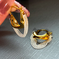 Gold Chunky Multi-Layer Plain Copper Hoop Earrings For Women