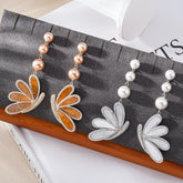 Butterfly 18K Gold Brown Pearl Cubic Zirconia Dangler Earring For Women