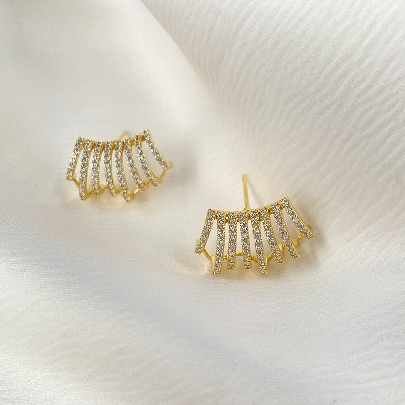 Designer Gold Plated CZ Anti Tarnish Copper Stud Earrings