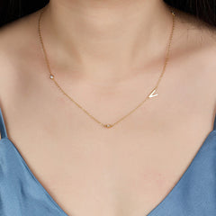 Initial Alphabets Letters 18K Gold Cubic Zirconia Stainless Steel Anti Tarnish Necklace For Women