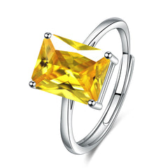 Rectangle Solitaire Silver Multi Color Cubic Zirconia Pendant Chain Earring Ring Set For Women