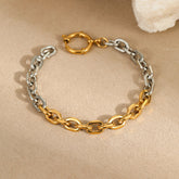 Two Tone Gold Silver Stainless Steel Anti Tarnish Link Bracelet