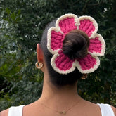 Pink White Flower Peony Fabric Hair Accessories For Women