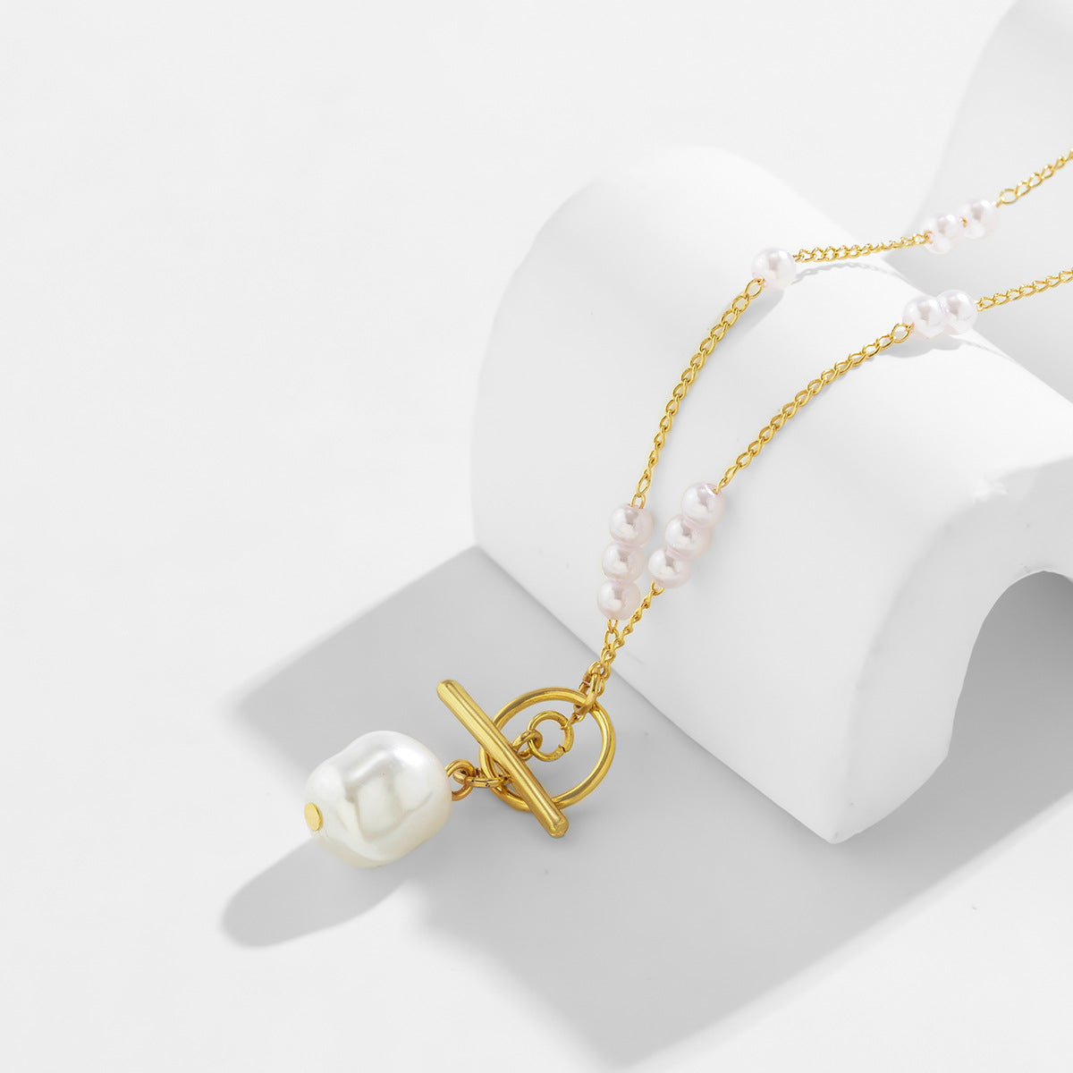 Pearl 18K Gold Anti Tarnish Long Necklace Chain For Women