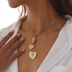 Heart Evil Eye 18K Gold Silver CZ Charm Necklace Chain