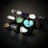 Rows Tone Black Gemstone Crystal Adjustable Ring For Women