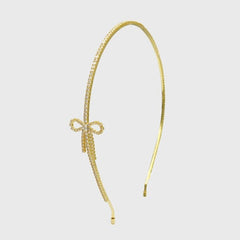 Bow 18k Gold Silver Rhinestone Cubic Zirconia Headband Hair Band Accessories For Women