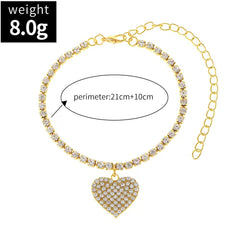 Heart Solitaire Cubic Zirconia 18K Gold Plated Anti Tarnish Anklet For Women