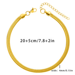 18K Gold Stainless Steel Anti Tarnish Snake Slim Chain Anklet
