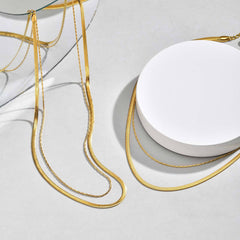 Layered Flat Chain Gold Plated Anti Tarnish Stainless Steel Necklace