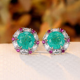 Emerald Green Silver Cubic Zirconia Anti Tarnish Stud Earring For Women