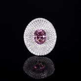 Round Cubic Zirconia Silver Anti Tarnish Adjustable Ring For Women