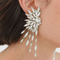 Sparkle Solitaire Cubic Zirconia Silver Dangler Earring For Women