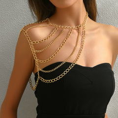 Designer Multi Layer Gold Chain Shoulder Anti Tarnish Copper Necklace