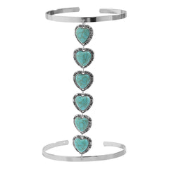 Heat Turquoise Green Beards Green Silver Open Arm Bracelet For Women
