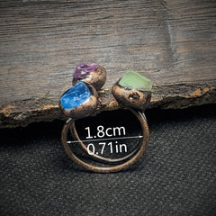Amethyst Green Blue Purple Crystal Adjustable Ring For Women