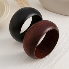 Round Wooden Black Brown Cuff Kada Bracelet For Women
