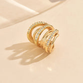 Multi Layer Gold Silver Plated White CZ Copper Single Ear Cuff Earrings