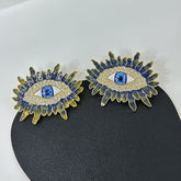 Shadow Eyelash Evil Eye Cubic Zirconia 18k Gold Black Stud Earring For Women