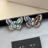 Shall Butterfly Cubic Zirconia Silver Anti Tarnish Stud Earring
