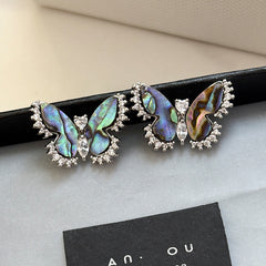 Shall Butterfly Cubic Zirconia Silver Anti Tarnish Stud Earring For Women