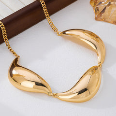Gold Modern Bean Plain Necklace For Women