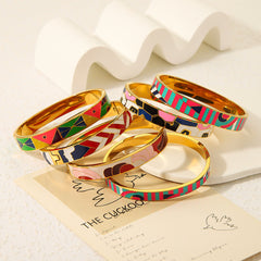 Rainbow Multicolour Enamel 18K Gold Plated Openable Kada Bracelet For Women