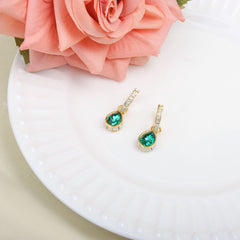 Designer Multi Color Gemstone Gold Plated CZ Copper Necklace Earring Set
