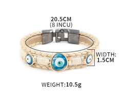 Evil Eye Multi Layer Blue Brown Anti Tarnish Wrist Band Leather Bracelet For Woman Men