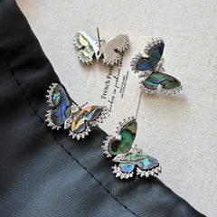 Shall Butterfly Cubic Zirconia Silver Anti Tarnish Stud Earring