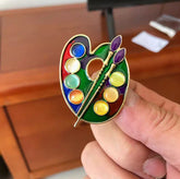 Multi Color Painting Palette Gold Rhinestone Brooch For Women