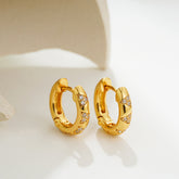 Chunky Dual Tone Gold Silver Plated CZ Stainless Steel Hoop Earrings