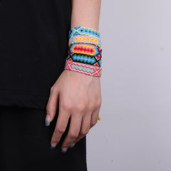 Bohemian Rainbow Braided Threads Adjustable Bracelet For Women