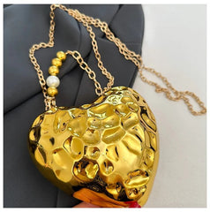 Beaten Finish Acrylic Heart Gold Silver Transparent Mini Bag Hand Bag Solder For Womenbang