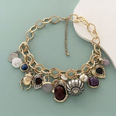 Heart 18K Gold Silver Pearl Quartz Chunky Charm Necklace Chain For Women