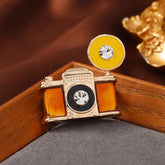 Multi Color Camera Gold Cubic Zirconia Copper Brooch For Women