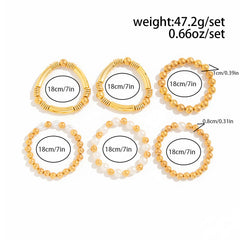 Heart 18K Gold Pearl Anti Tarnish Multi-Layer Stackable Bracelet For Women