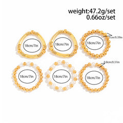 18K Gold Plated Multi-Layer Pearl Heart Beaded Stretchable Bracelet For Women