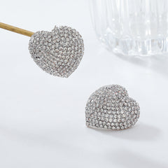 Heart Red Black Gold Silver Rhinestone Crystal Stud Earring For Women