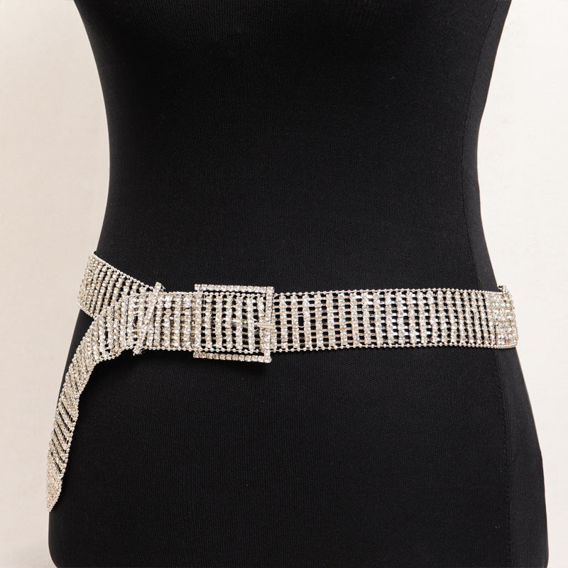 Rhinestone Belt Silver Anti Tarnish Wrist Band Wrist Belt For Women