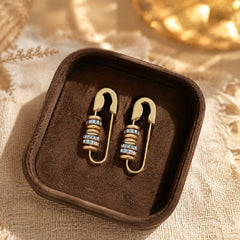 Luxury Safety Pin Design Gold Plated CZ Drop Alloy Earrings For Women