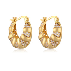 18K Gold Cubic Zirconia Anti Tarnish Hoop Bali Earring For Women