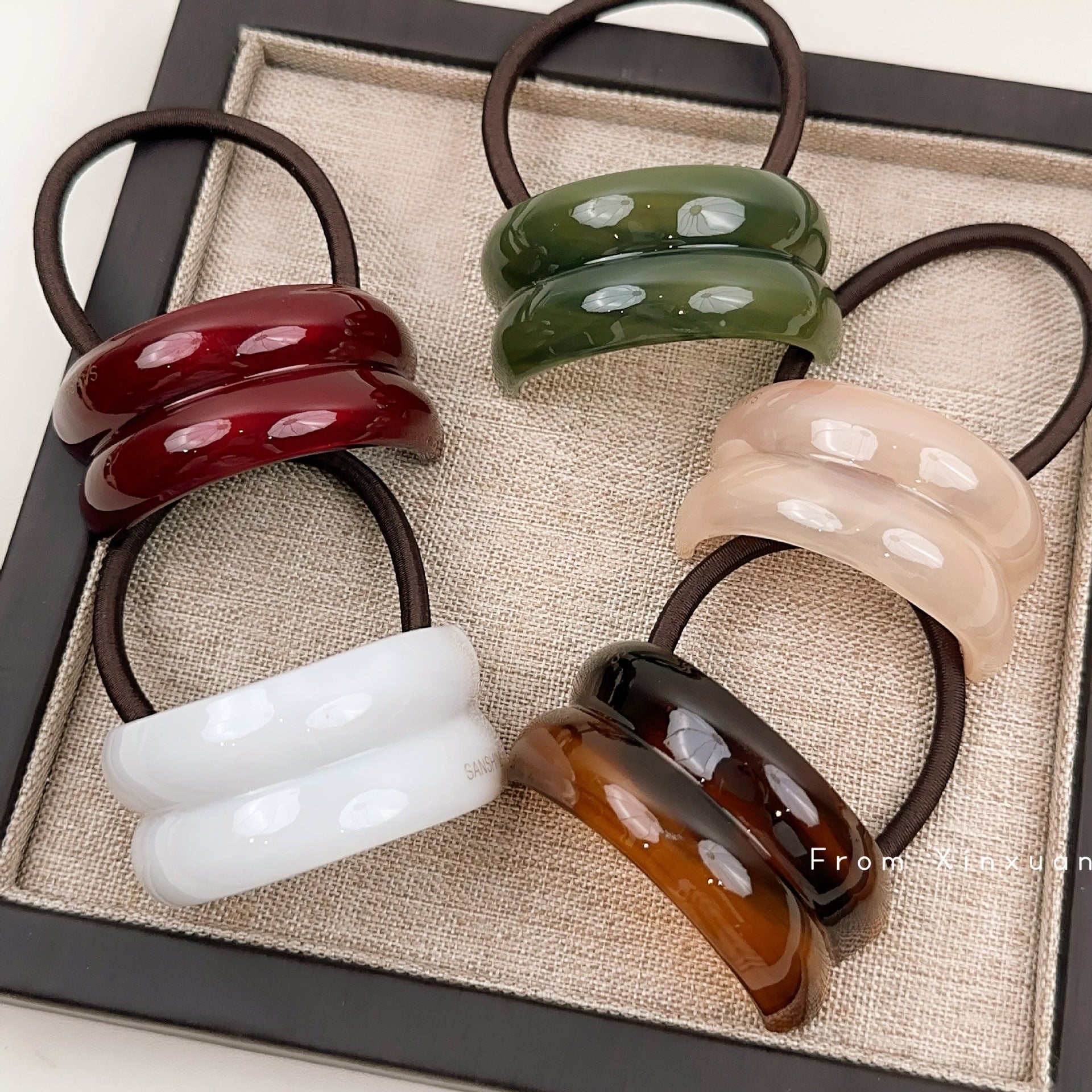 Acrylic White Green Red Beige Brown Hair Band Rubber Band Hair Accessories For Women Kids