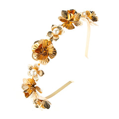 Forest Fairy Flower Pearl 18K Gold Anti Tarnish Head band Hair Band For Kids Women