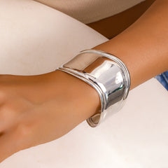 Glossy Wave Silver Plated Anti Tarnish Cuff Kada Bracelet For Women