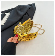 Beaten Finish Acrylic Heart Gold Silver Transparent Mini Bag Hand Bag Solder For Womenbang