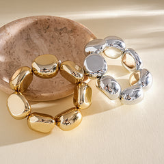 Designer Dual Tone Stretchable Gold Silver Plated Plain Alloy Bracelet