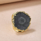 Black Gemstone Crystal 18K Gold Adjustable Ring For Women Group1