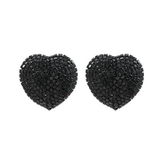 Heart Red Black Gold Silver Rhinestone Crystal Stud Earring For Women